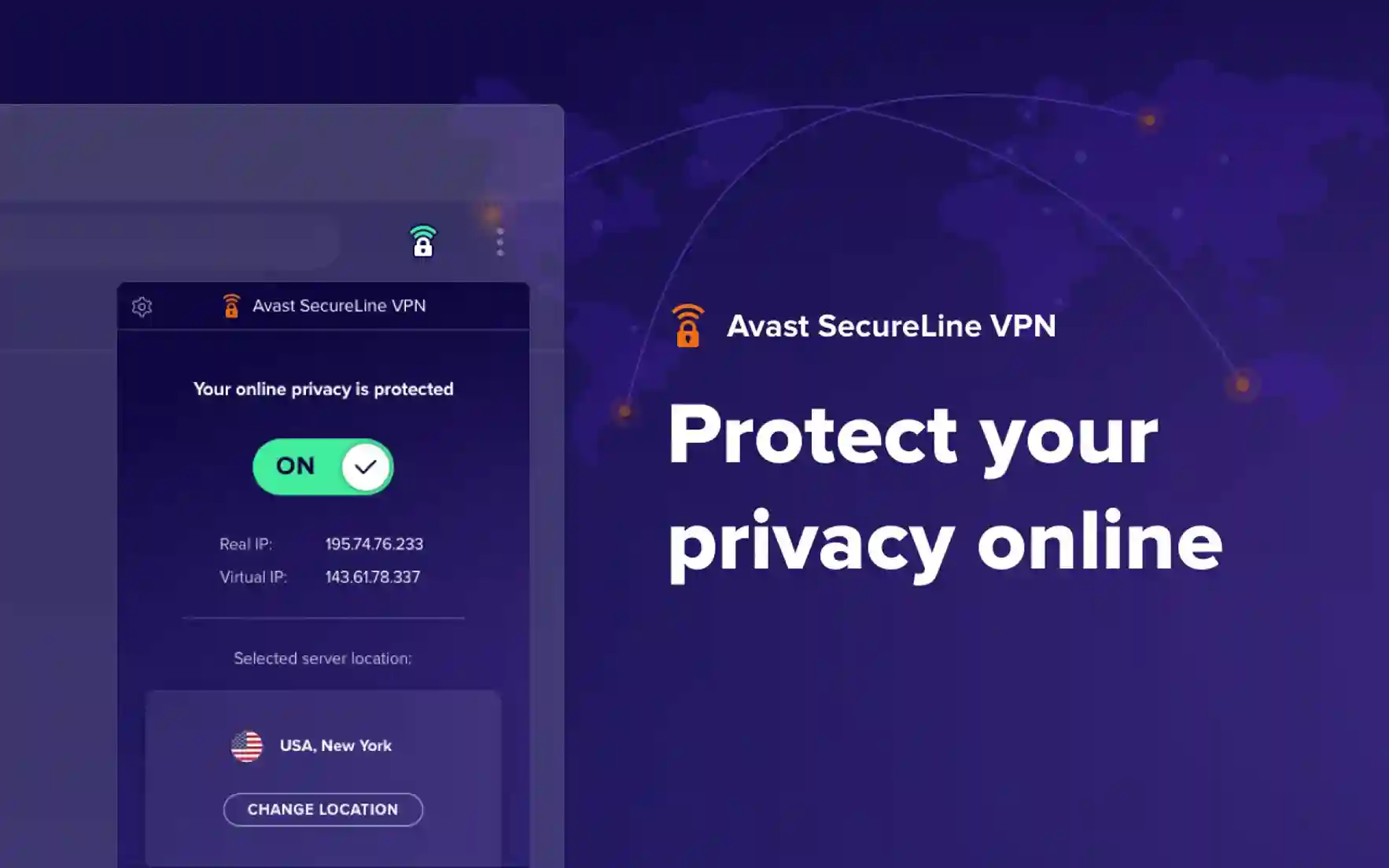 Avast SecureLine VPN server locations selection